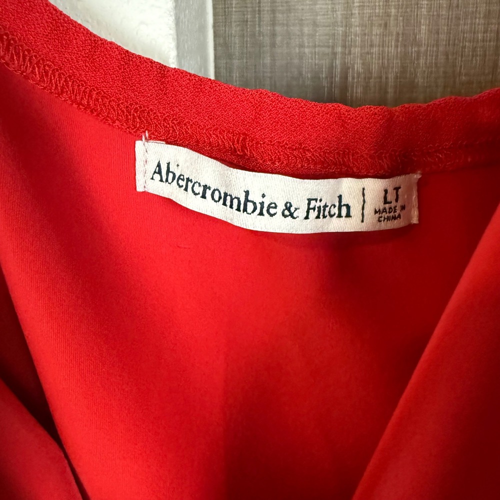 NEW Abercrombie & Fitch Red Asymmetrical One Shoulder Maxi Dress Size Large Tall - Picture 11 of 12